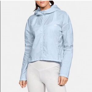 Under Armour Storm Hybrid Woven Full Zip Blue Hoodie Running Jacket WOMENS SZ S